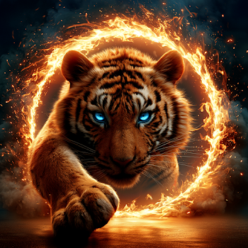Tiger Leaping Through Fire