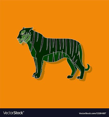 Tiger paper sticker on stylish background vector image