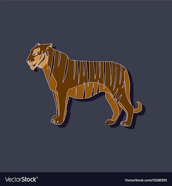 Tiger paper sticker on stylish background vector image
