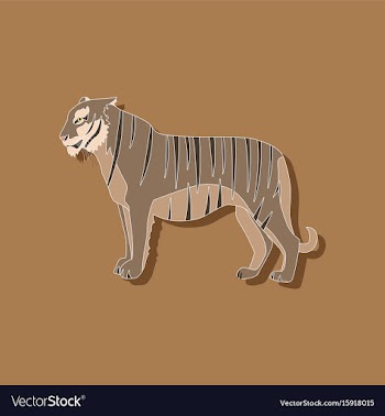 Tiger paper sticker on stylish background vector image