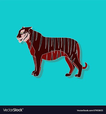 Tiger paper sticker on stylish background vector image