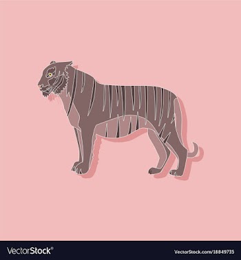 Tiger paper sticker on stylish background vector image