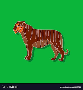 Tiger paper sticker on stylish background vector image