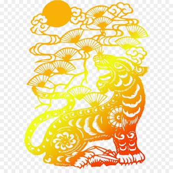 Tiger Papercutting Art Chinese paper cutting Design - transparent panther 