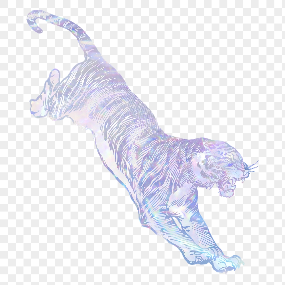 Tiger png sticker, aesthetic holographic | Free PNG Illustration - rawpixel