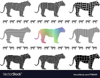 Tiger silhouette mosaic set vector image