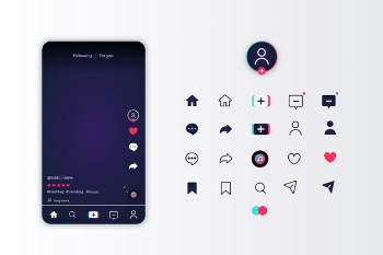 Tiktok app interface and icon set Free Vector