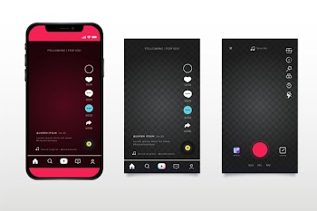 Tiktok app interface template collections Free Vector