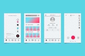 Tiktok app interface template pack Free Vector