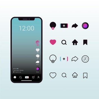 Tiktok app&nbsp;interface with buttons collection Free Vector