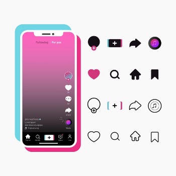 Tiktok app&nbsp;interface with buttons collection Free Vector