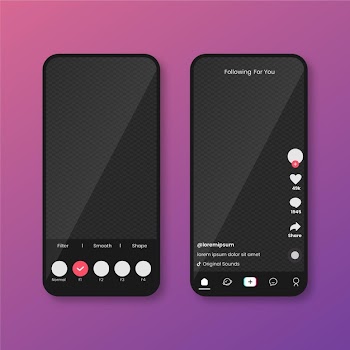 Tiktok interface template set Free Vector