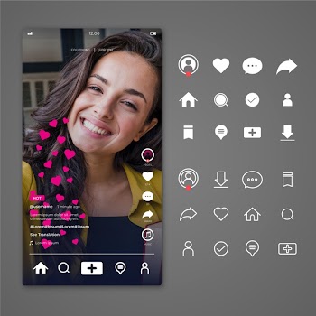 Tiktok interface with icons Free Vector
