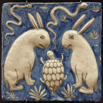 Tile with two rabbits, two | Free Photo - rawpixel