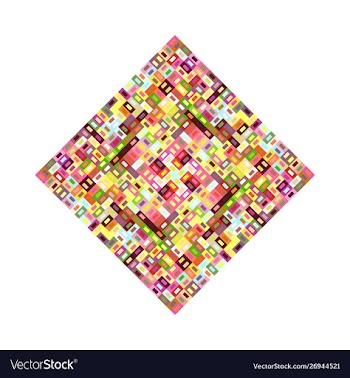 Tiled mosaic polygon symbol - colorful vector image