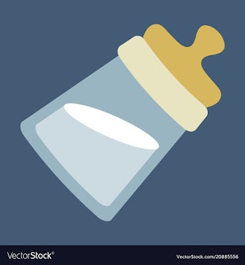 Tilted kids bottle of milk with nipple in flat vector image
