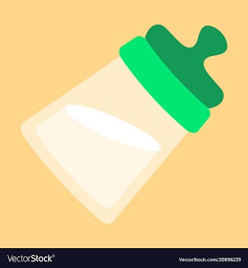 Tilted kids bottle of milk with nipple in flat vector image
