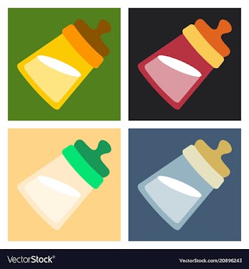 Tilted kids bottle of milk with nipple in flat vector image