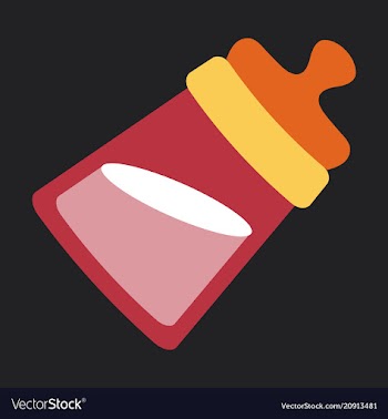 Tilted kids bottle of milk with nipple in flat vector image