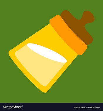 Tilted kids bottle of milk with nipple in flat vector image