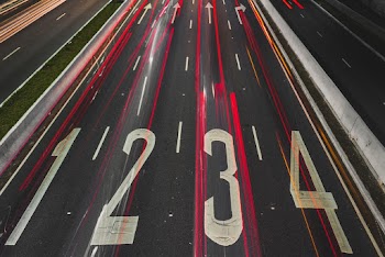 Time lapse photo on a highway