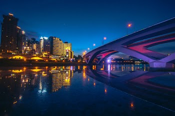 Time-lapse Photography Of Buildings And Bridge