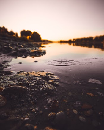 Time-lapse Photography of Rippling Water Under a Clear Sky during Golden Hour