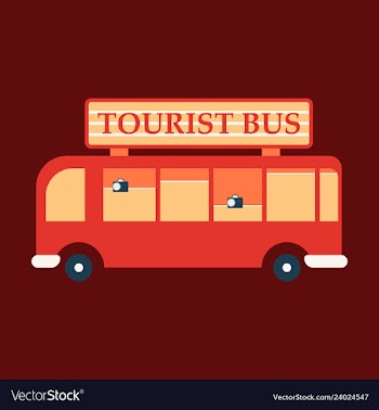 Time to travel concept happy family rides bus on vector image