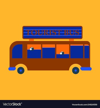 Time to travel concept happy family rides bus on vector image