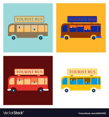 Time to travel concept happy family rides bus on vector image