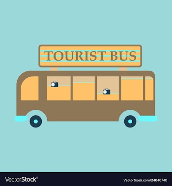 Time to travel concept happy family rides bus on vector image