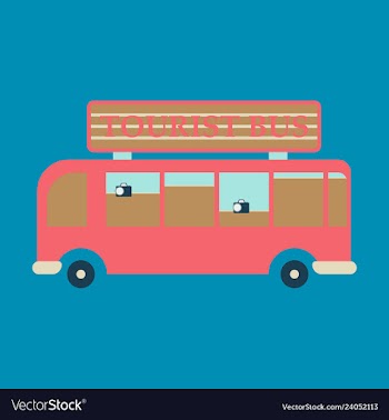Time to travel concept happy family rides bus on vector image