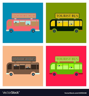 Time to travel concept happy family rides bus on vector image