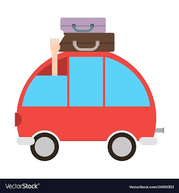 Time to travel concept happy family rides car on vector image