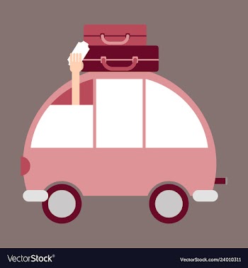 Time to travel concept happy family rides car on vector image