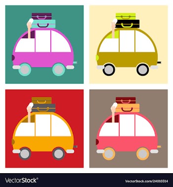 Time to travel concept happy family rides car on vector image