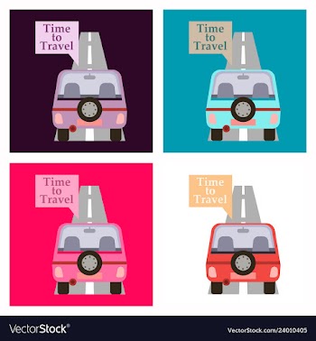 Time to travel concept happy family rides car on vector image