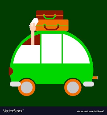 Time to travel concept happy family rides car on vector image