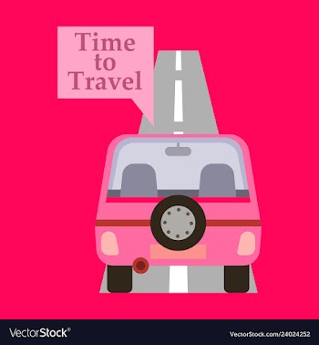 Time to travel concept happy family rides car on vector image