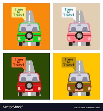 Time to travel concept happy family rides car on vector image