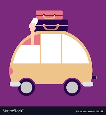 Time to travel concept happy family rides car on vector image
