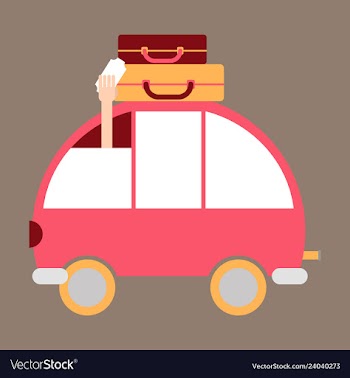 Time to travel concept happy family rides car on vector image