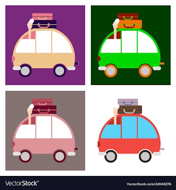 Time to travel concept happy family rides car on vector image