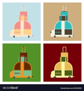 Time to travel concept happy family rides car on vector image