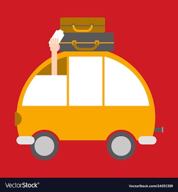 Time to travel concept happy family rides car on vector image