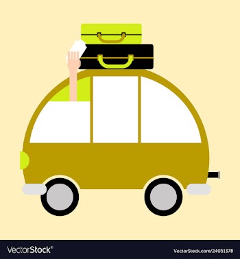 Time to travel concept happy family rides car on vector image
