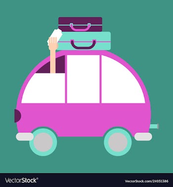 Time to travel concept happy family rides car on vector image