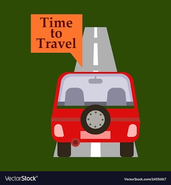 Time to travel concept happy family rides car on vector image
