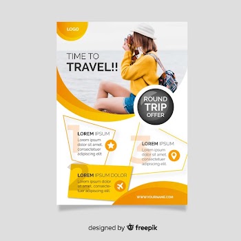 Time to travel flyer template Free Vector