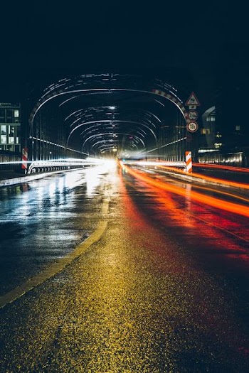 timelapse of tunnel bridge during nighttime